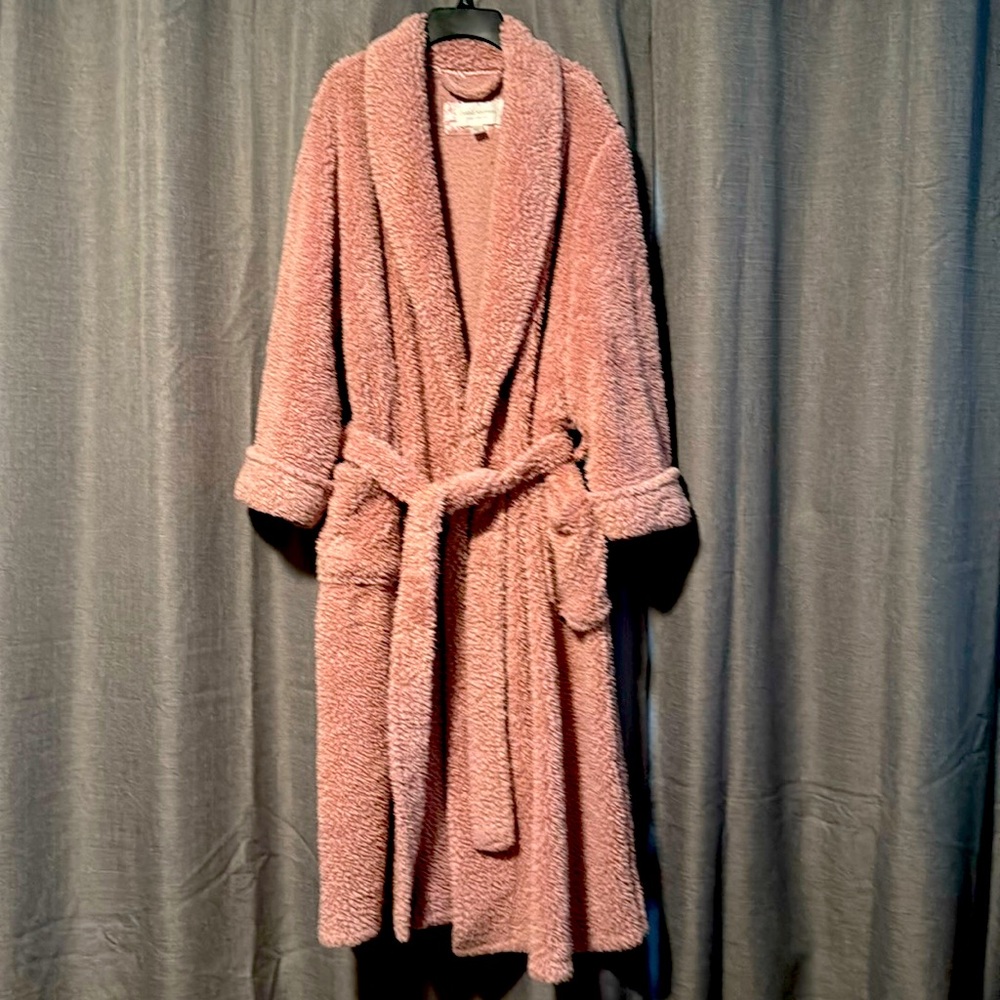 Carole Hochman Women's Faux Fur Trim Soft Plush Fleece Bath Robe